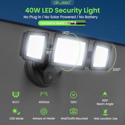 Dusk to Dawn Outdoor Lighting 40W 4000LM 3CCT 3000K (Black Dusk to Dawn)