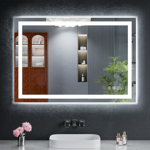 28"x40" LED Bathroom Mirror with Lights (Frontlit & Backlit / 40"L x 28"W)