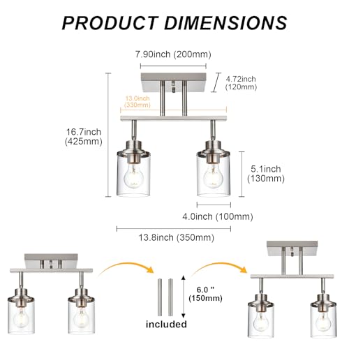 2 Light Track Lighting Kit Brushed Nickel Track Lighting Fixtures (Brushed Nickel / 2 Light)