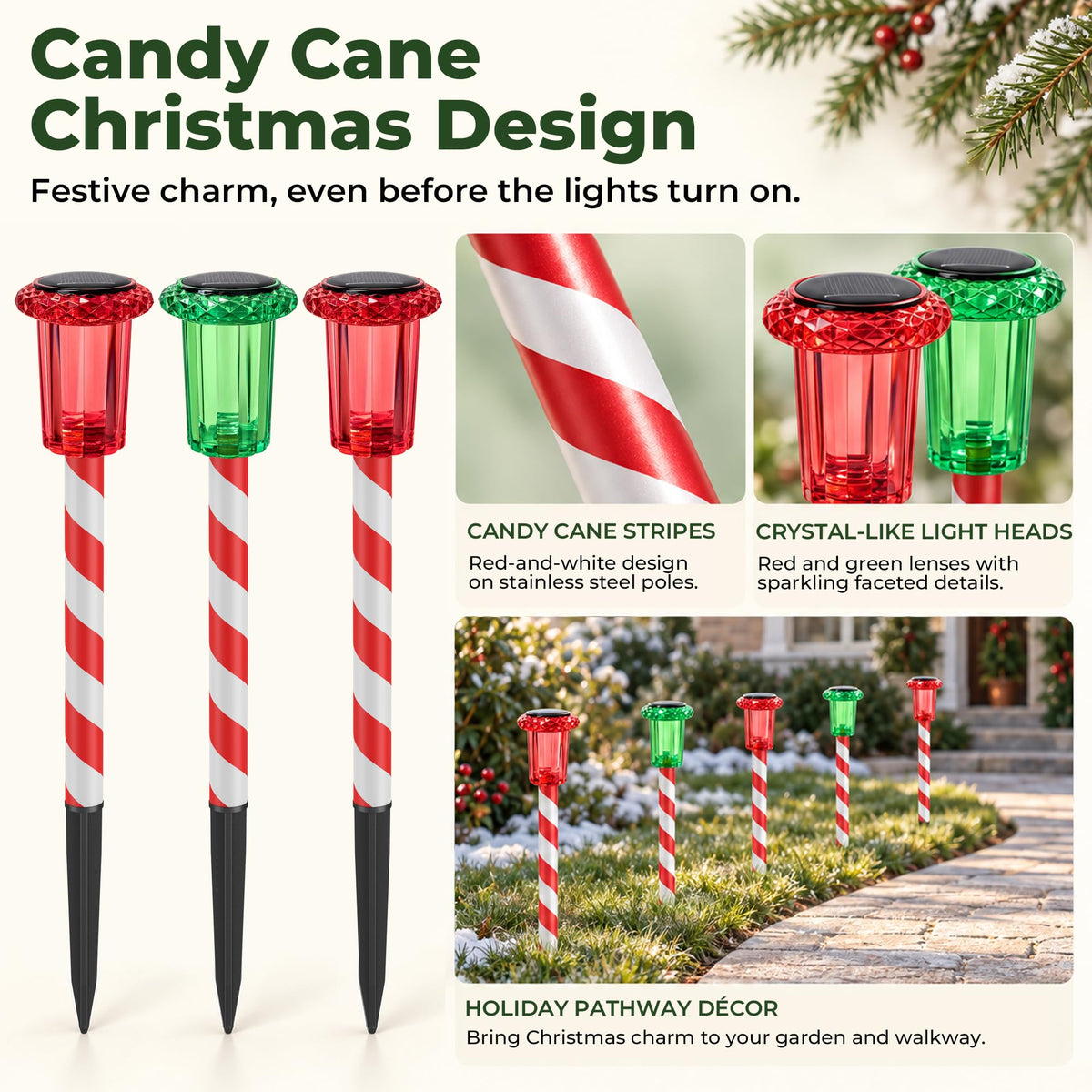 Solar Christmas Pathway Lights (Red Green)