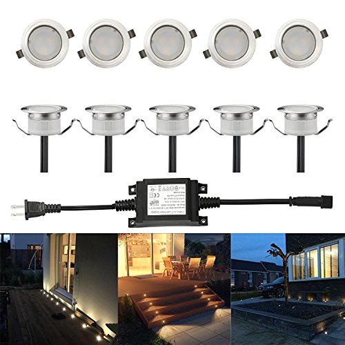 Low Voltage LED Deck Light Waterproof Outdoor Garden Yard Decor Lamps Recessed Wood Decking Stair Landscape Pathway LED Step Lighting (10 Pack / Warm White)