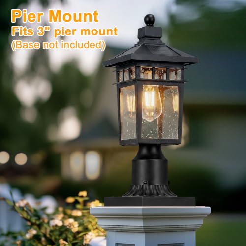 15" Solar Post Lights Outdoor (Black / 15-Inch-1 Pack-Solar Powered)