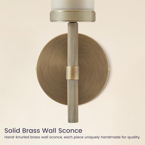 15" Hardwired Frosted Glass Bathroom Wall Sconces (15-In-Brass-1PC)