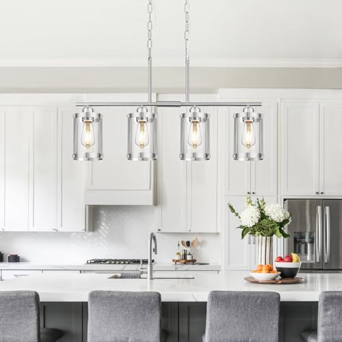 Brushed Nickel 4 (Nickel + Clear Glass / 4-Light, Linear)