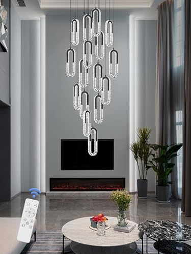 H138 Large Chandeliers for High Ceilings Crystal Ring Chandelier 16 (Black / 16 Rings (New))