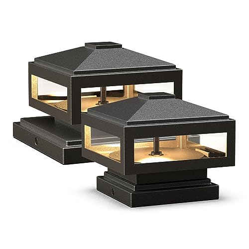 Landscape Lighting Low Voltage Post Cap Lights Outdoor Lights 3W LED 150 Lumen 3000K with Cable Connectors 2 Bases for 6X6
