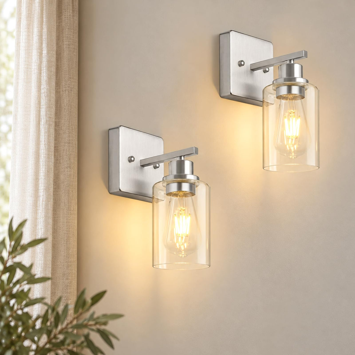 Wall Sconces Set of Two (Brushed Nickel 2ps / 1 Light)