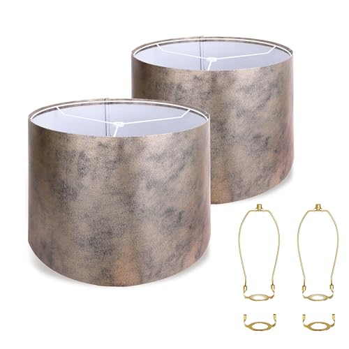 Drum Lampshades Set of 2 (Imitation Gold Cowhide)