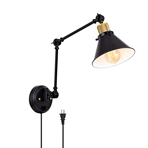 Wall Sconce Plug in (Black / 1 Pack- (Switch))