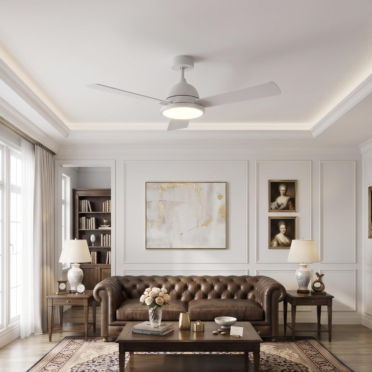 52" Ceiling Fan with Lights (White / 52 Inch)