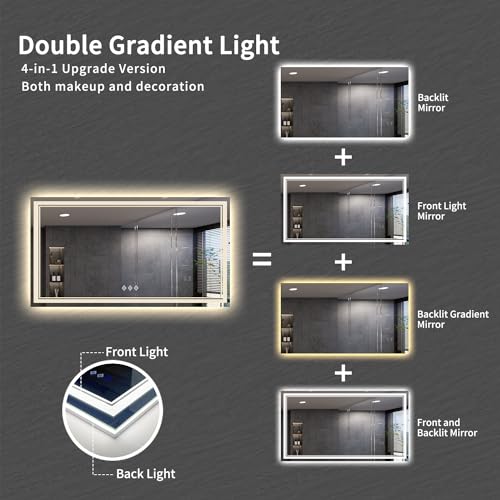 Bathroom Mirror (Front and Backlit / 72"L x 40"W)