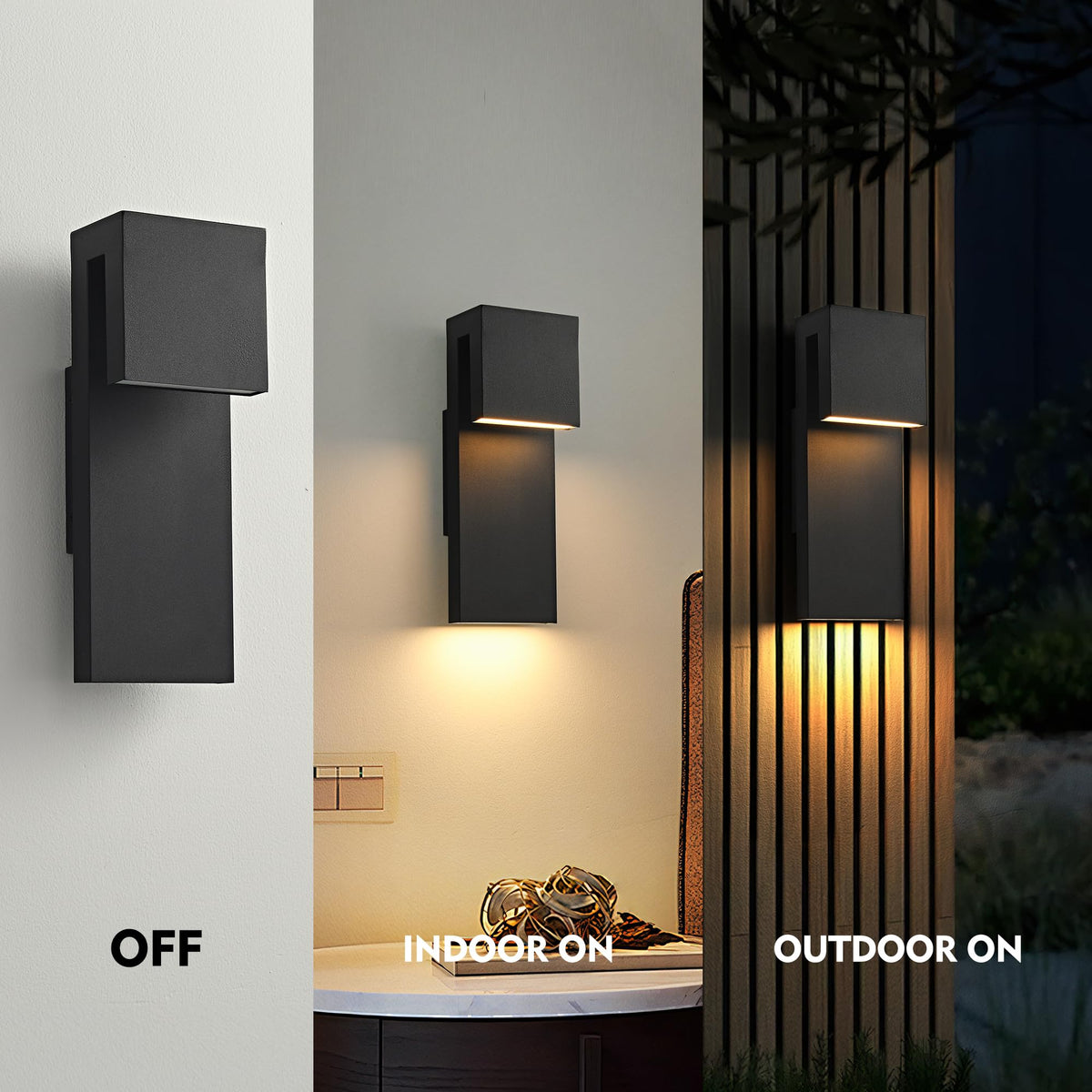 Modern LED Outdoor Wall Sconce 3000K 18W IP65 Waterproof Integrated LED Outdoor Wall Lights Anti Rust Black Porch Lights Exterior Lighting Outside Lights Fixture for Garage (15inch（1PACK）)