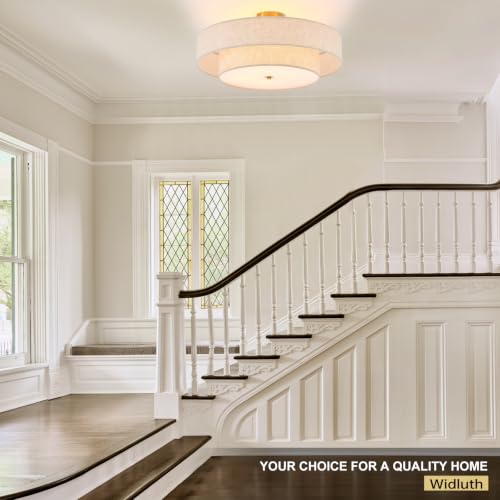 25.6" Large Gold Semi Flush Mount Ceiling Light (Gold - Drum - 25.6")
