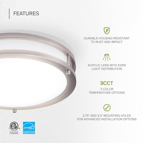 LED 10" Round Flush Mount Lighting (Brushed Nickel)