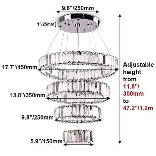 4 Ring Adjustable Crystal Chandelier (060-CW)