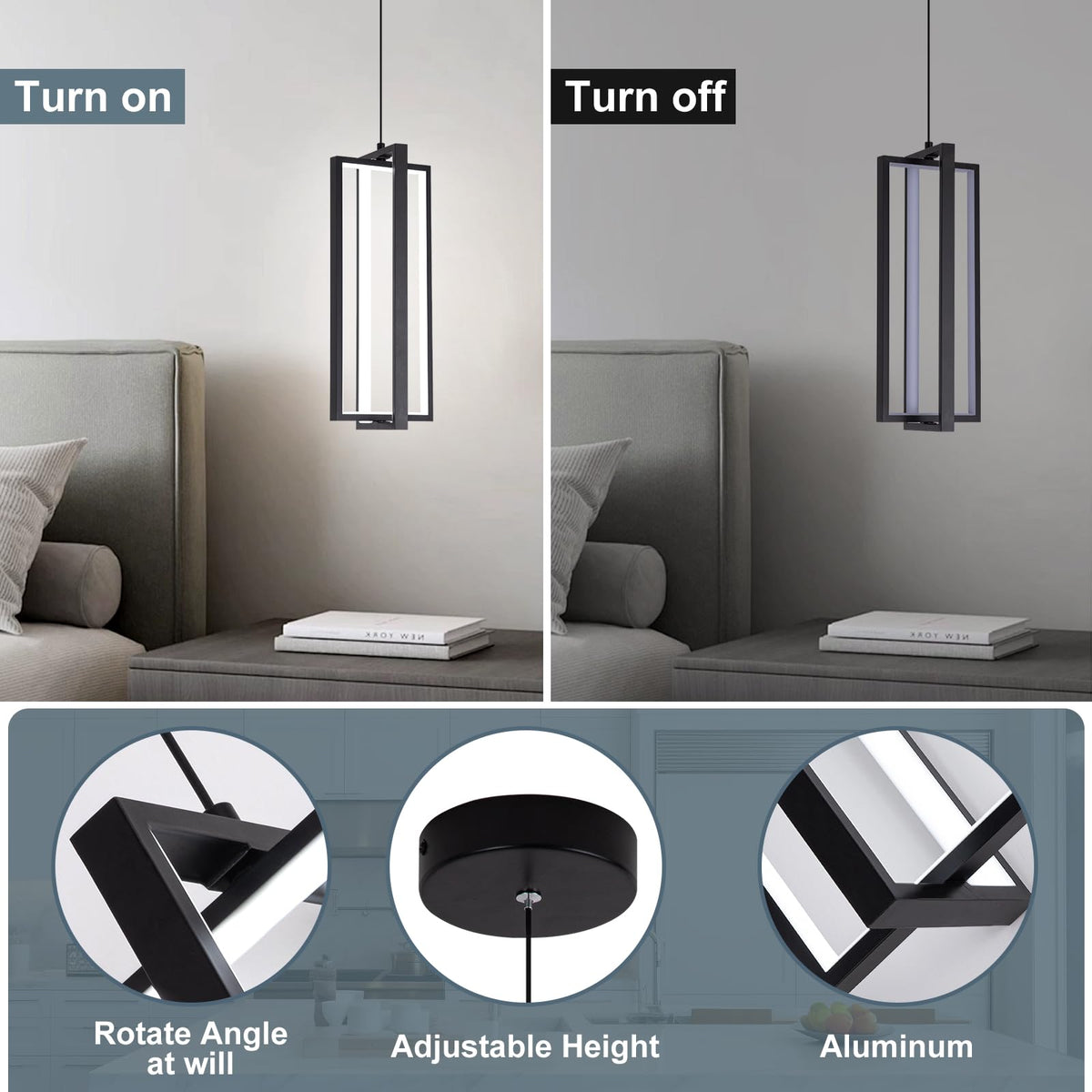 2 Pack Modern Led Pendant Light Fixture (Black / 2 Packs)