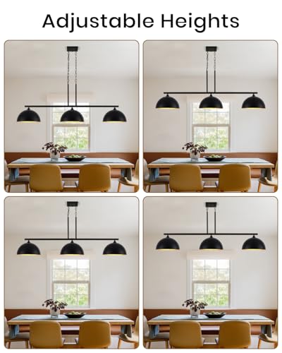 3 Light Island Light for Kitchen (3 Light / Black)