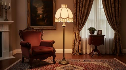30628 Tranditional Scallop Dome Shape Spider Construction Lamp Shade in Light Grey Jacquard Fabric (Light Grey & 13" Wide)
