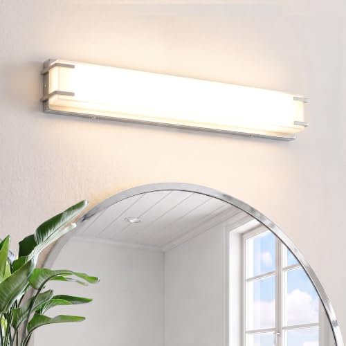 LED Bathroom Light Fixtures Over Mirror 24.4” Vanity Light with Milky White Lampshade 4000K Daylight Chrome Finishing Bath Bar (Chrome / 24inch)