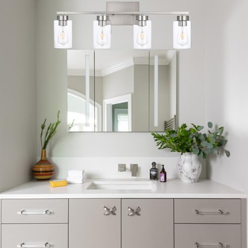 4 Light Bathroom Vanity Light Fixtures (4 Lights Nickel)