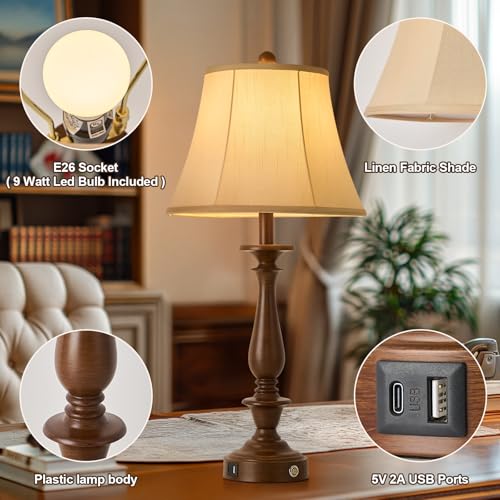28.5'' Farmhouse Table Lamp Set of 2 (Antique Walnut / 28.5'')