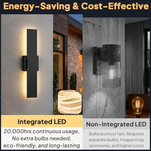 2 Pack Modern LED Outdoor Wall Light