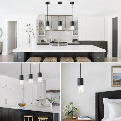 Black Pendant Light Fixtures (Black & Transparent—Cord / 1 Pack)