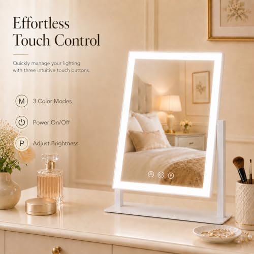 16"x13" Vanity Mirror with Lights (White / 16"L x 13"W)