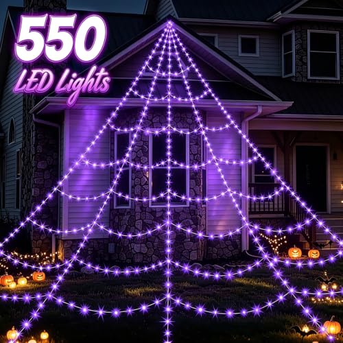 Halloween Spider Web Outdoor Decorations (Purple / without giant spider)