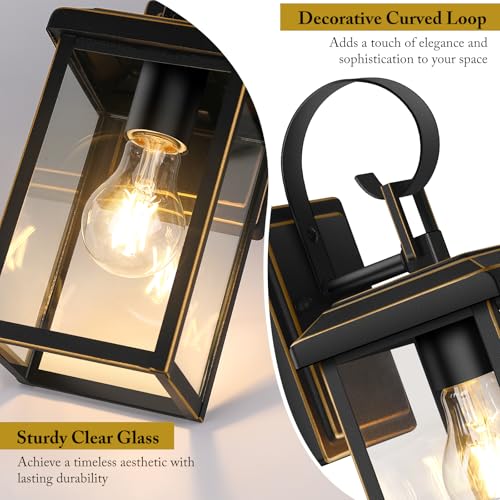 2 Pack Outdoor Wall Light Fixtures (Bronze / 12.8")