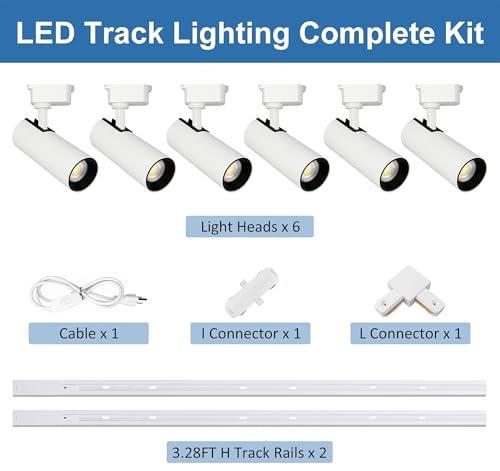 Plug in J&L Type LED Track Lighting Kits Dimmable Adjustable Angle Heads