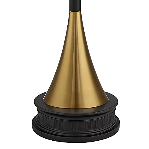 Piazza Brass and Black Torchiere 77" Tall Floor Lamp with Black Riser (Black and Gold - Riser Included)