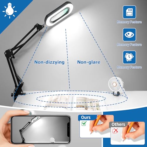 15X Rectangle Magnifying Glass with Light and Stand