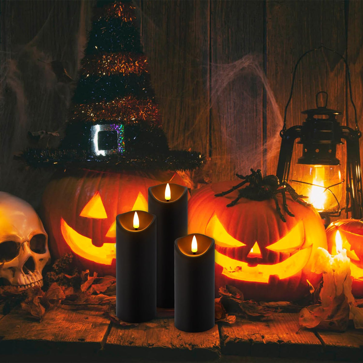 Halloween Flickering Flameless Candles - 24 Pack, Black