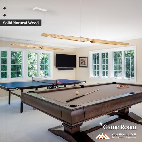 52in LED Linear Chandelier Natural Wood Pendant Light Dimmable (Natural Wood / 51.2'')