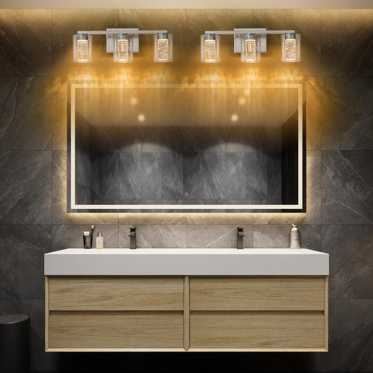 3 Light Brushed Nickel Vanity Light with 3 Color Modes (3-light / Brushed Nickel)