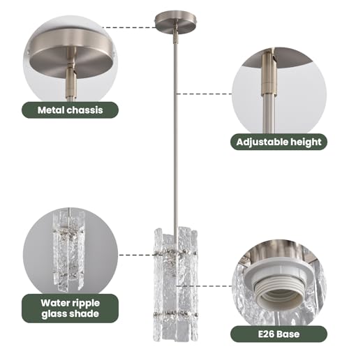 Modern Brushed nickel Crystal Pendant Light for Kitchen Island (Brushed Nickel / 1-Pack(Round))