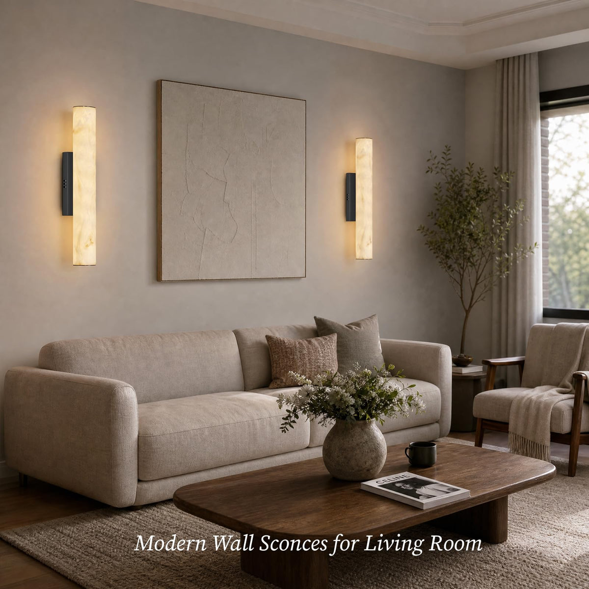 Artisan Alabaster Wall Sconces Set of 2 (Black-20in-2Pcs)