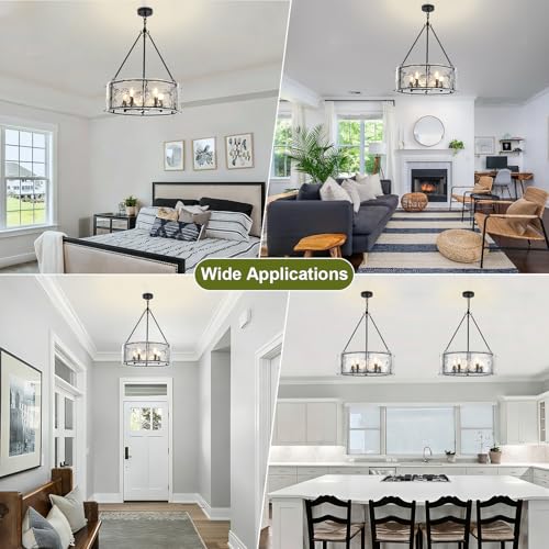 5 Light Dining Room Light Fixture (Black)