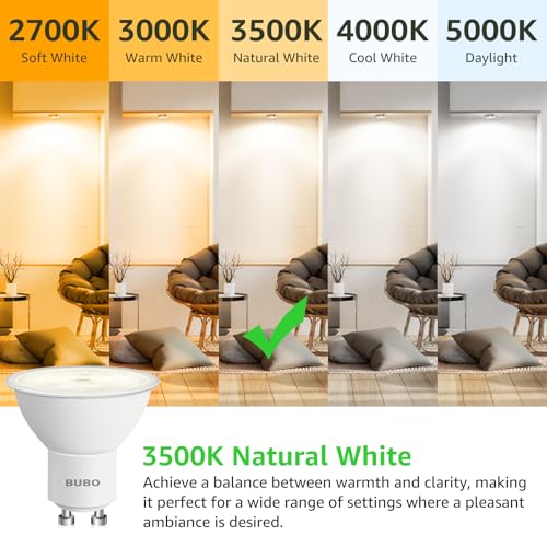 GU10 LED Bulb 6W Equivalent 50W (6 Pack / 3500k Natural White)