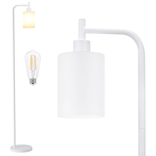 Industrial Floor Lamp for Living Room with Glass Lampshade