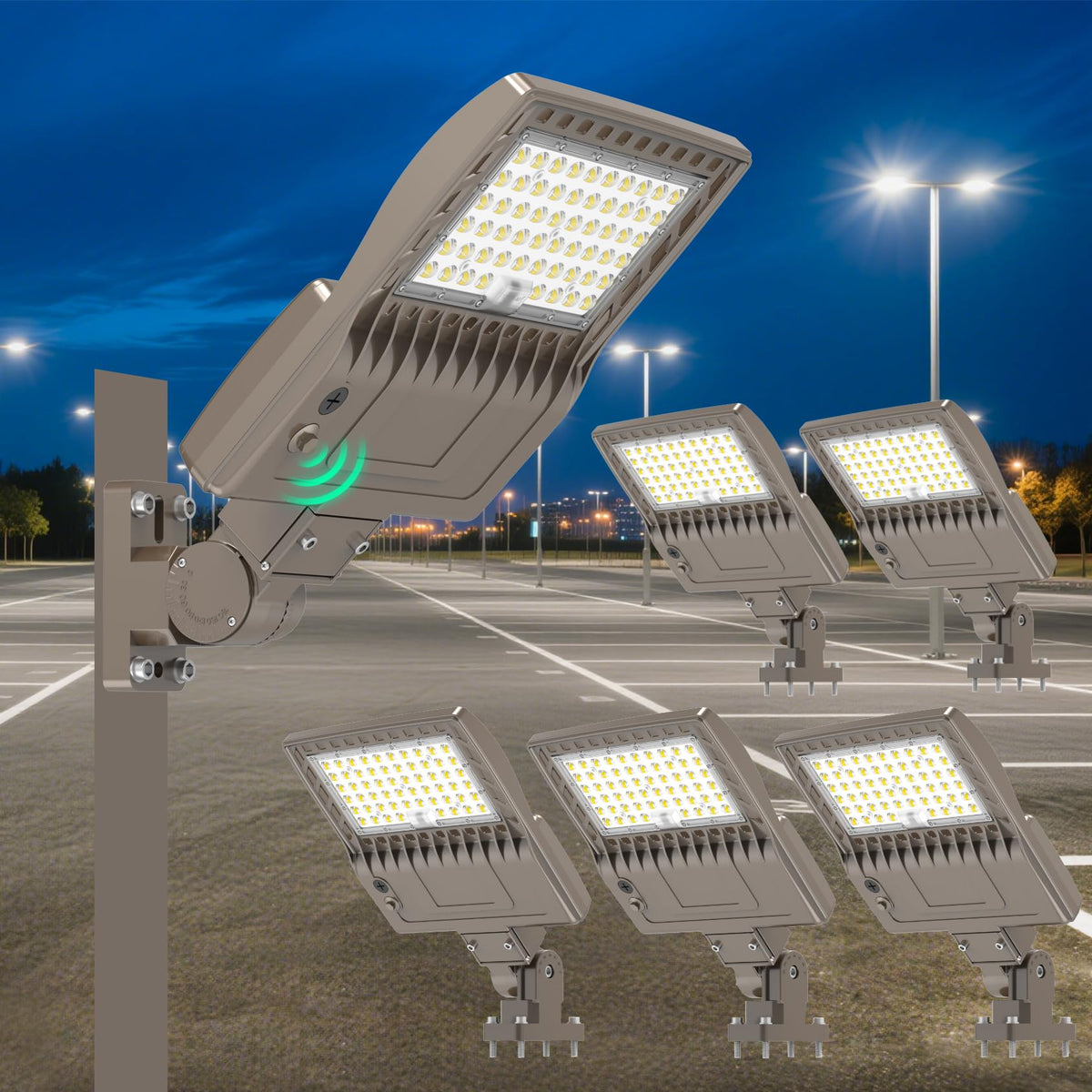 6 Pack 200W LED Parking Lot Light Dusk to Dawn (200W)