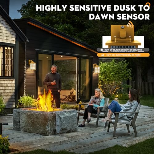 Gold Dusk to Dawn Wall Mount Porch Lights (Gold / 10.6''-1 Pack)