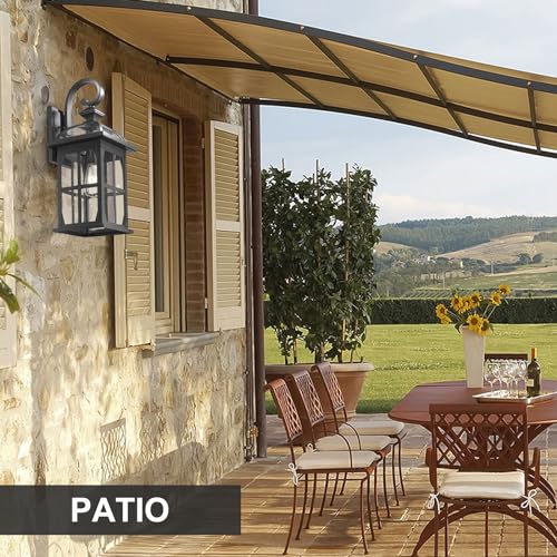 Large Outdoor Wall Lights (Black-Seeded Glass / Large)