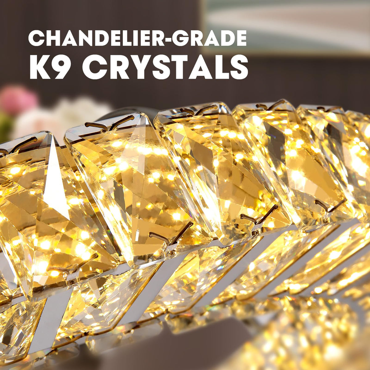 22" Modern Crystal Chandelier Ceiling Fan With Light (Silver - 22 Inch)