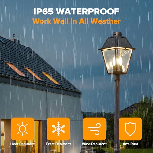 400 Lumen Outdoor Solar Lamp Post Light with Motion Sensor (Head+Post)