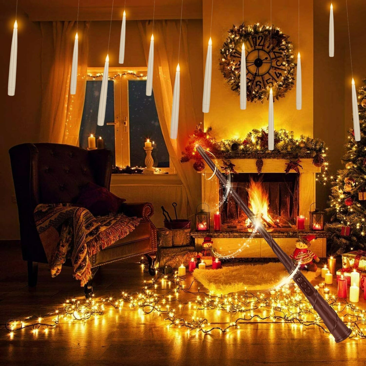 Halloween LED Hanging Floating Candles - 24 Pack, White