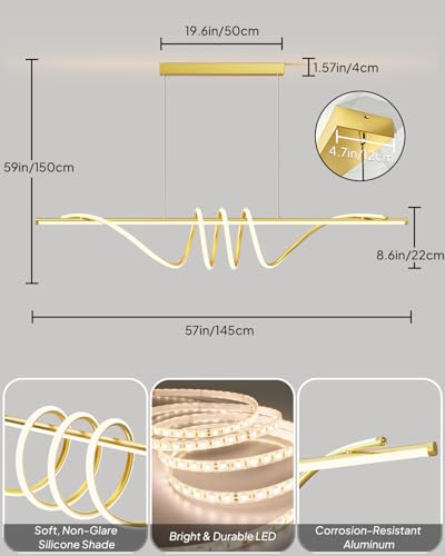 57in Dining Table Light Fixture (Gold / 57in)