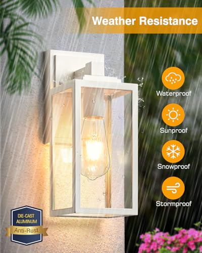 2 Pack White Outdoor Light Fixture (White / No Sensor 2 PACK)