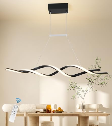 Modern Chandelier for Dining Room Dimmable LED Pendant Light with Remote Control